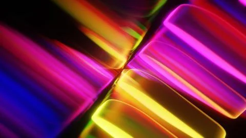 Dynamic Abstract Neon Light Waves with Colorful Glow on Dark Background Illustrazione stock