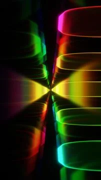 Dynamic Abstract Neon Light Waves with Colorful Glow on Dark Background Stock Illustration