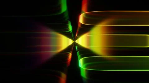 Dynamic Abstract Neon Light Waves with Colorful Glow on Dark Background Stock Illustration