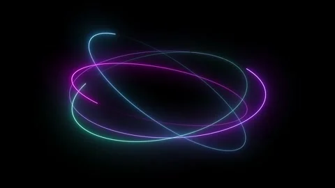 Dynamic Abstract Neon Rings Orbits Spinning Sphere Stock Footage 318583419