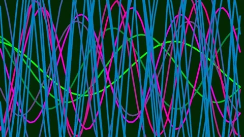 Dynamic abstract neon wavy lines forming a vibrant technological data flow .. Stock Footage 341058041