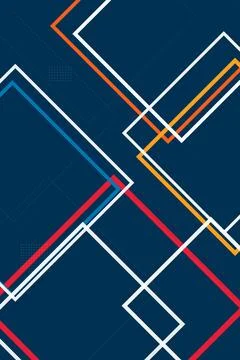 A dynamic abstract network of geometric arrow shapes in orange, yellow, pin.. Stock Illustration