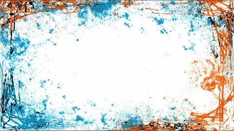 Dynamic abstract orange and blue brush strokes on white background Stock Footage 315158221