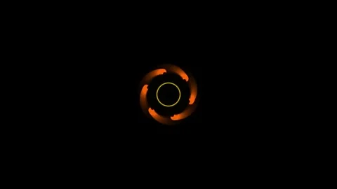 Dynamic abstract orange yellow spiral symbol glowing on deep empty space il.. Stock Footage 341812434