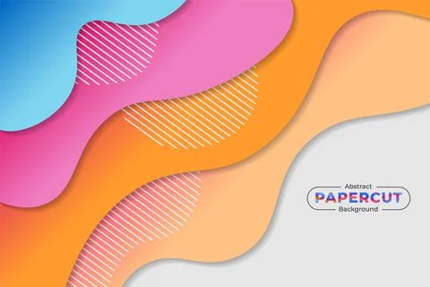 Dynamic Abstract Overlapped Paper cut Style Gradient Colorful Background Stock Illustration