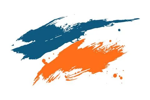Dynamic abstract paint strokes in blue and orange, features a splatter effect イラスト素材