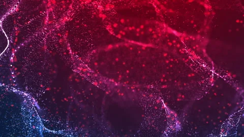 Dynamic abstract particle wave with glowing red and blue dots, suitable Stock Footage 330984075