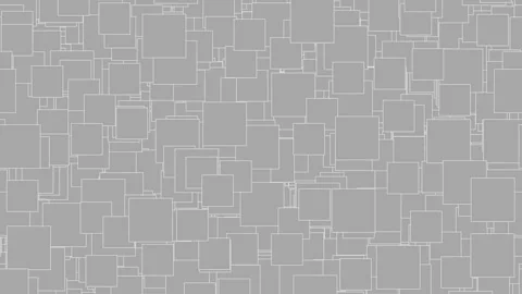 Dynamic abstract pattern of geometric squares in various sizes expands and Stock Footage 347771983