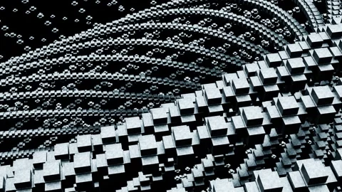 Dynamic abstract patterns flowing through a digital landscape at night Vídeo Stock 294026103