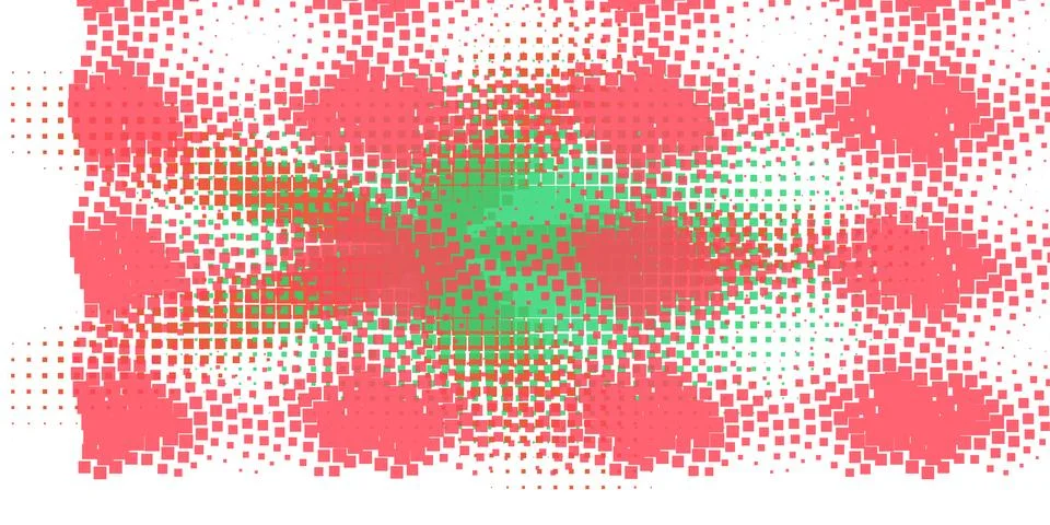 Dynamic Abstract Pixel Pattern with Vibrant Red and Green Tones on White Illustrazione stock