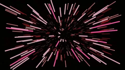 Dynamic abstract radial explosion burst of pink neon lines on black backgroun Stock Footage 341059840