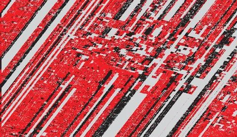 Dynamic abstract red black and white digital glitch art background featuring Stock Illustration