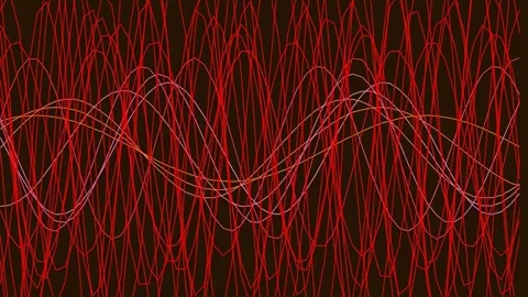 Dynamic abstract red digital wave pattern for sound visualization and data .. Stock Footage 340377888