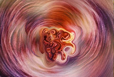 A dynamic abstract red swirl vortex featuring concentric spiral motion, tex.. Stockillustratie