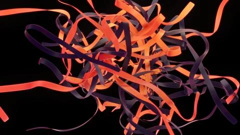 Dynamic Abstract Ribbons Featuring Bright Orange and Purple Colors in a Creative Иллюстрация