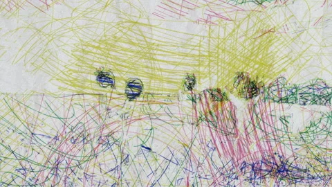 Dynamic Abstract Scribble Drawing of People Evolving on Paper, Showcasing C.. Video stock 318434540