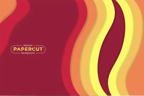 Dynamic Abstract Shape Overlapped Paper cut Style Maroon and Orange Backgroun Stock Illustration
