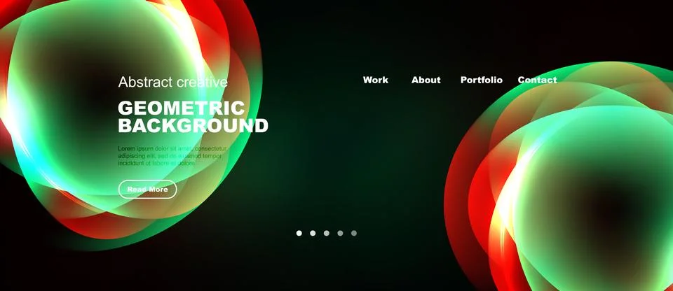 Dynamic abstract shapes dominate dark background. Text elements present 스톡 일러스트