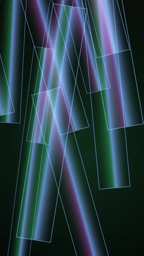 Dynamic abstract shapes float against a dark, colorful background Stock Footage 327941779