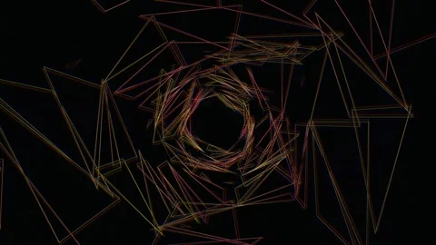 Dynamic abstract shapes forming a vortex in dark space Stock Footage 340025278