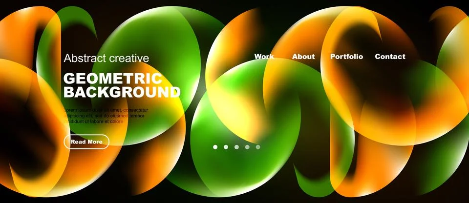 Dynamic abstract shapes, vibrant orange, green hues. Modern design, website Stock Illustration