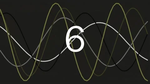 Dynamic abstract sine wave graphic visualization with digital numeral nine Stock Footage 342115467
