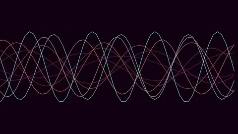 Dynamic abstract sinuous waves connecting digital data flow on deep black b.. Video stock 337165235