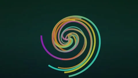 Dynamic abstract spirals rotate against a dark, colorful background Stock Footage 326999574