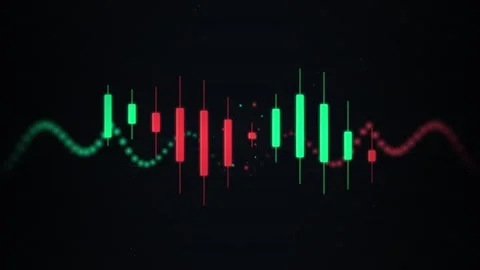 Dynamic abstract stock market visualization with green and red trading candle Stock Footage 346004139