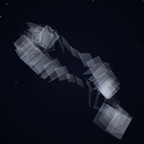 Dynamic abstract tech data visualization connecting nodes on black screen Stock Footage 345688784