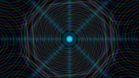 Dynamic abstract tech spiral: Glowing energy circle pattern on dark backgroun Stockbeeldmateriaal 339352200