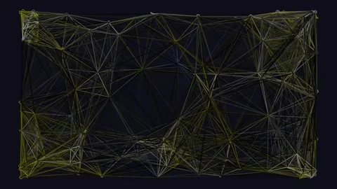 Dynamic abstract technological network grid visualizing connected data stream Stock Footage 342159360