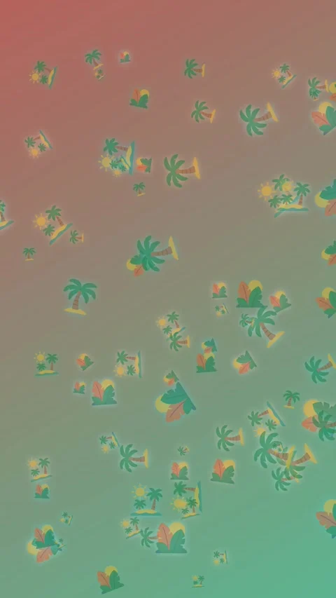 Dynamic abstract tropical elements falling on a vibrant red to teal gradien.. Stock Footage 339993054