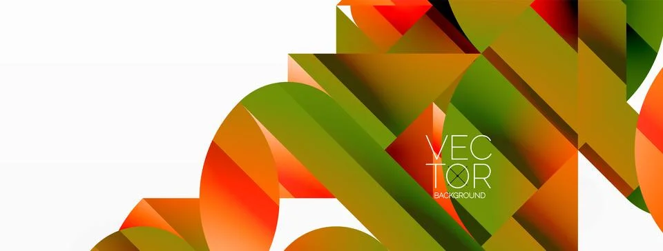 Dynamic abstract vector background. Harmonious fusion of circles, squares, and Illustrazione stock