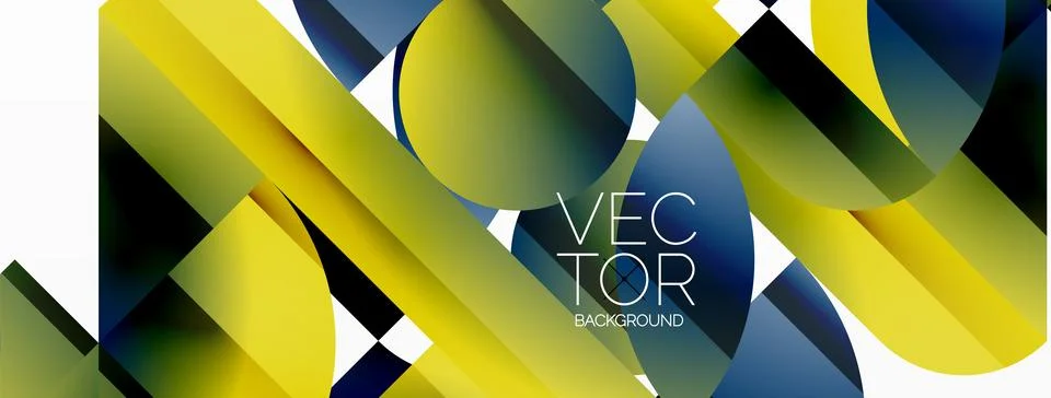 Dynamic abstract vector background. Harmonious fusion of circles, squares, and Stock Illustration