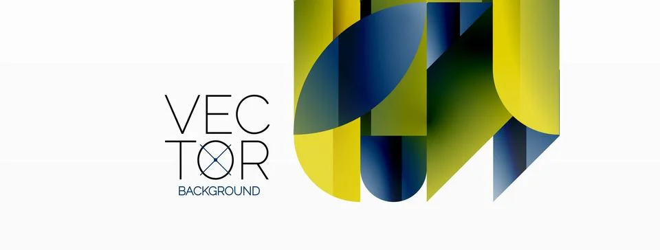 Dynamic abstract vector background. Harmonious fusion of circles, squares, and Illustrazione stock