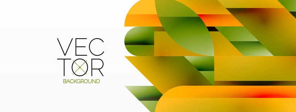 Dynamic abstract vector background. Harmonious fusion of circles, squares, and Stock Illustration