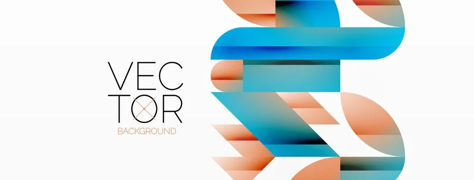 Dynamic abstract vector background. Harmonious fusion of circles, squares, and Illustrazione stock