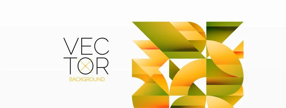 Dynamic abstract vector background. Harmonious fusion of circles, squares, and Illustrazione stock