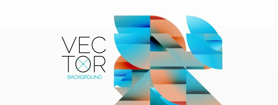 Dynamic abstract vector background. Harmonious fusion of circles, squares, and Stock Illustration