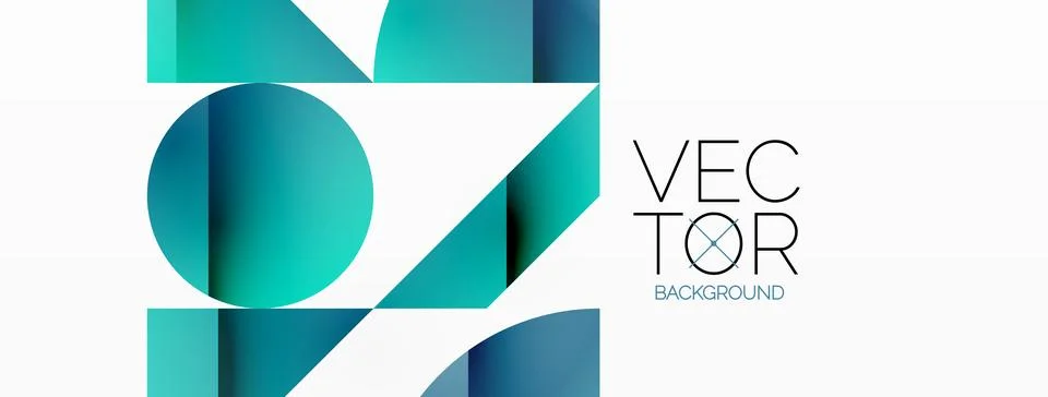 Dynamic abstract vector background. Harmonious fusion of circles, squares, and Stock Illustration