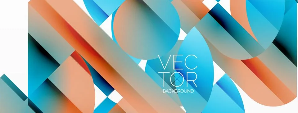 Dynamic abstract vector background. Harmonious fusion of circles, squares, and Stock Illustration