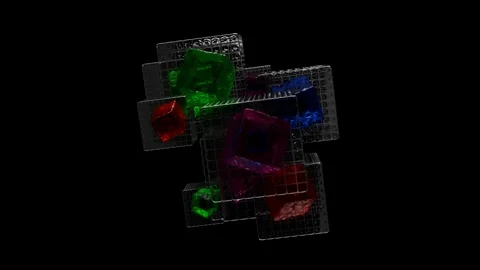 Dynamic abstract visual loop with vibrant geometric forms and colors Stock Footage 292753315