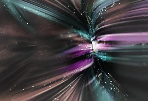 A dynamic abstract vortex tunnel with vibrant purple and teal light streaks.. Illustrazione stock