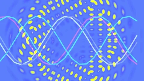 Dynamic abstract wave equalizer background loop on blue and yellow tech flow Stock Footage 336886712