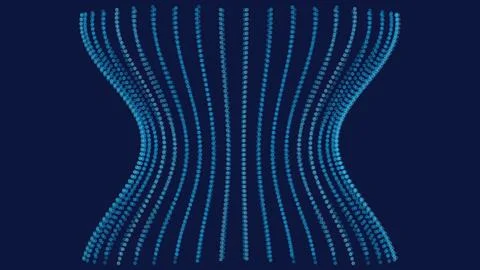 Dynamic abstract wave pattern with dots and lines in various shades of blue.. Stock Illustration