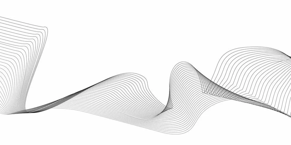 Dynamic abstract wave pattern flowing gracefully across a clean white backg.. Stock Illustration