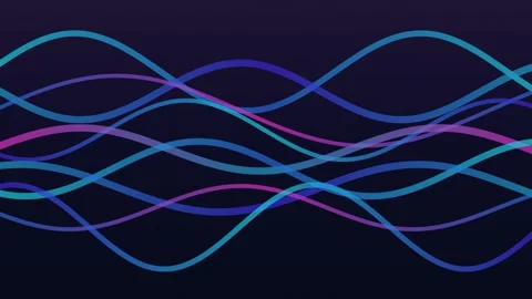 Dynamic abstract waveforms pulse with vibrant color against a dark backdrop Stock Footage 327339290