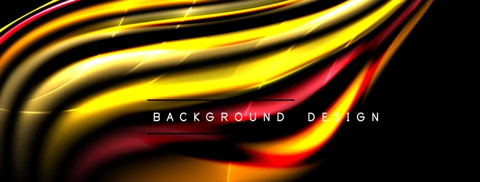 Dynamic abstract waves, vibrant colors, gold highlights. Modern design elemen Ilustración de archivo