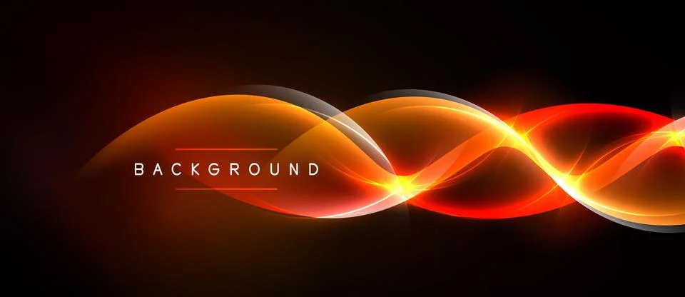 Dynamic abstract waves, vibrant orange, red hues. Dark background emphasizes Stockillustratie